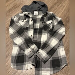 Sonoma Black and White Plaid Hooded Shirt